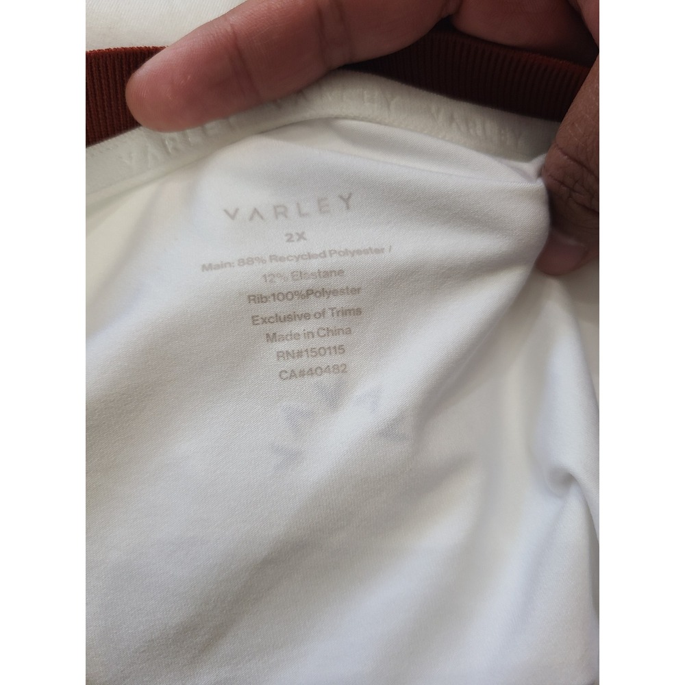 Varley Tennis Dress Women 2X White Burgundy Pleated Ringer Activewear - Picture 4 of 8